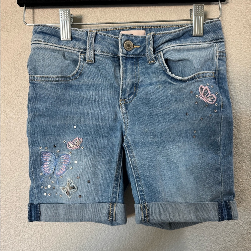 SO Light Blue Jean Shorts with Butterfly Accents